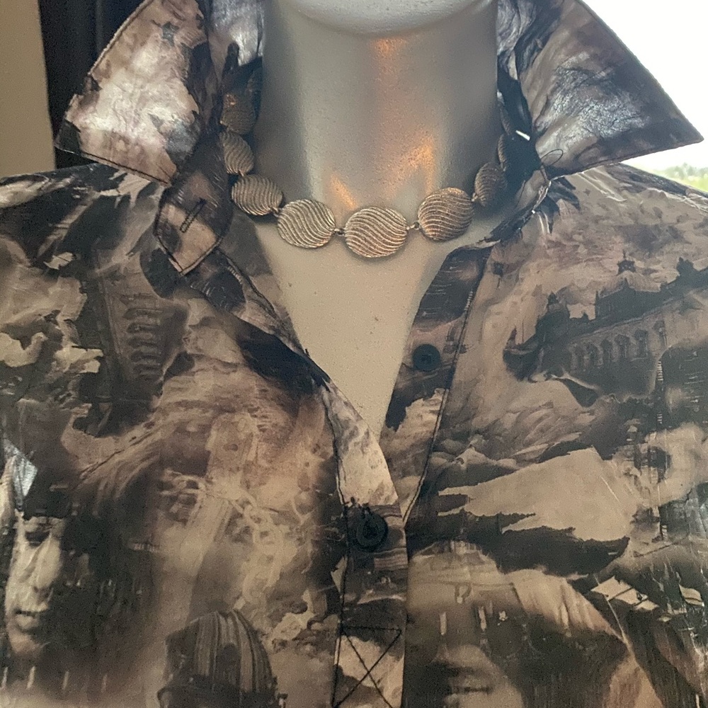 Cool pattern light sheer long blouse